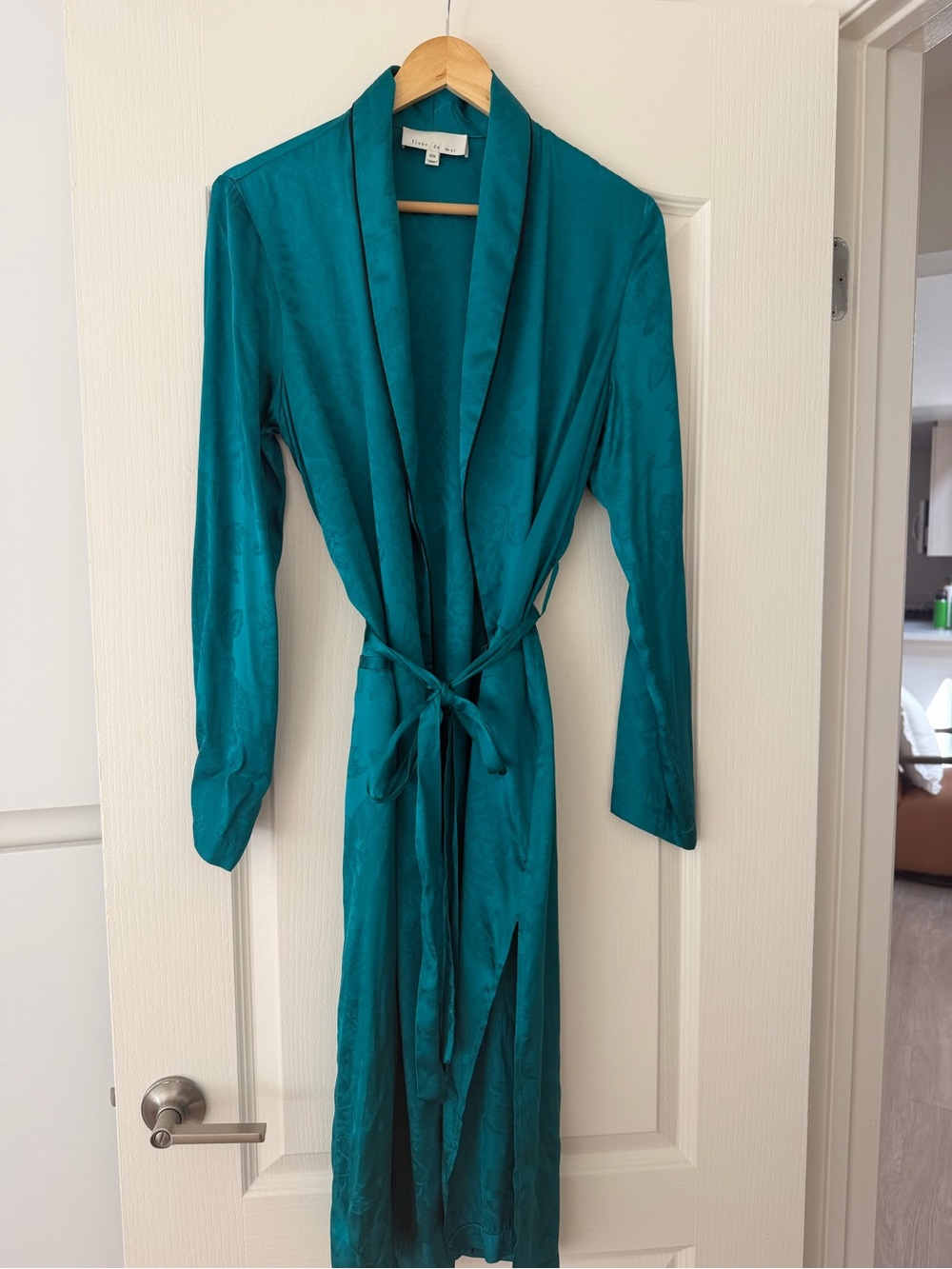 Fleur du Mal Jacquard Long Robe Teal S/M like new